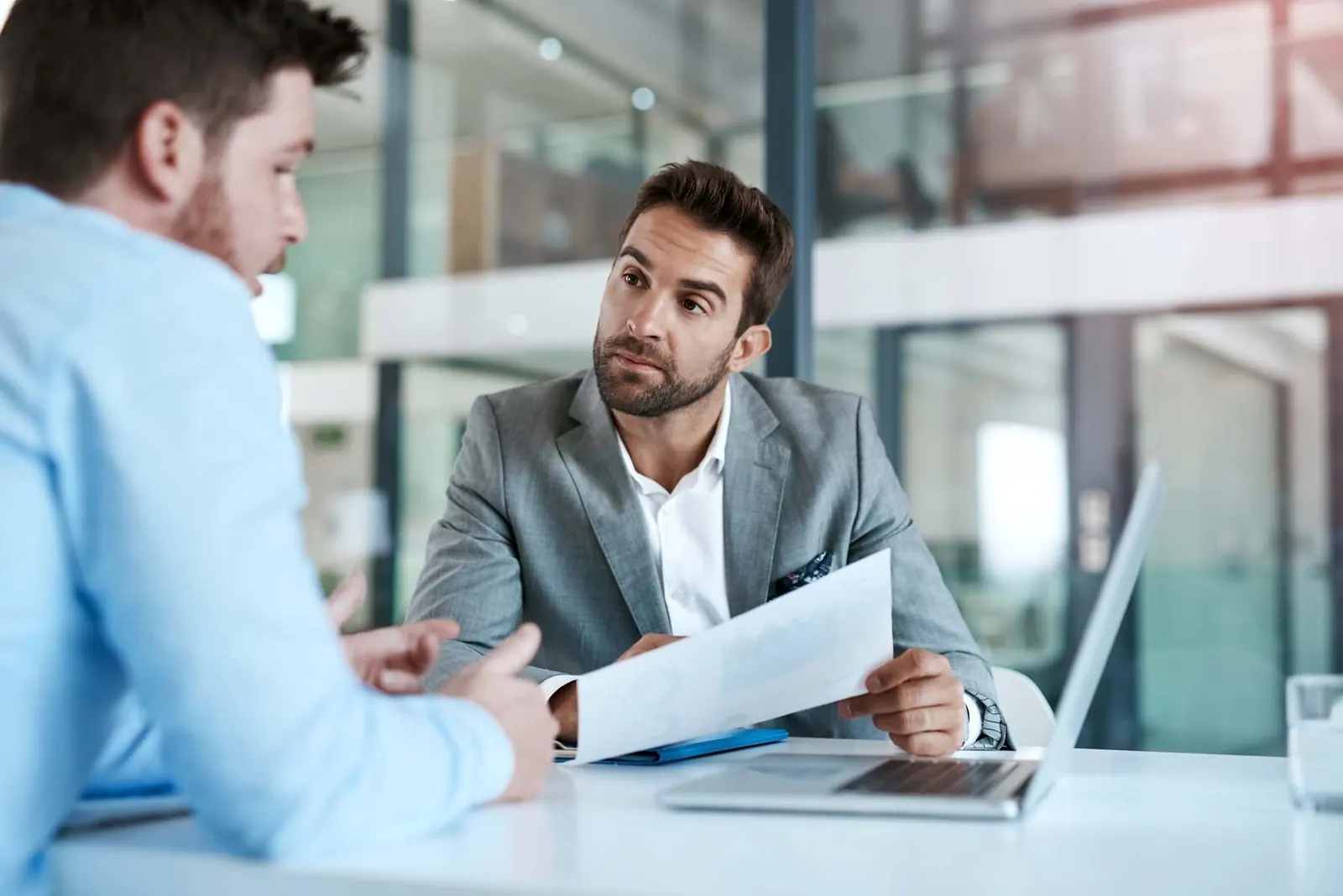Company director discussing business rescue and insolvency options